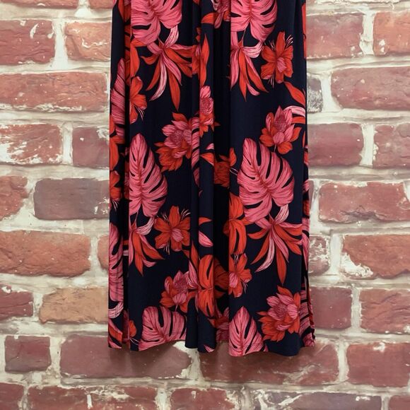 Harper Rose Maxi Dress Women's 12 Dark Blue Multicolor Floral Sleeveless Zip Up - Picture 4 of 8